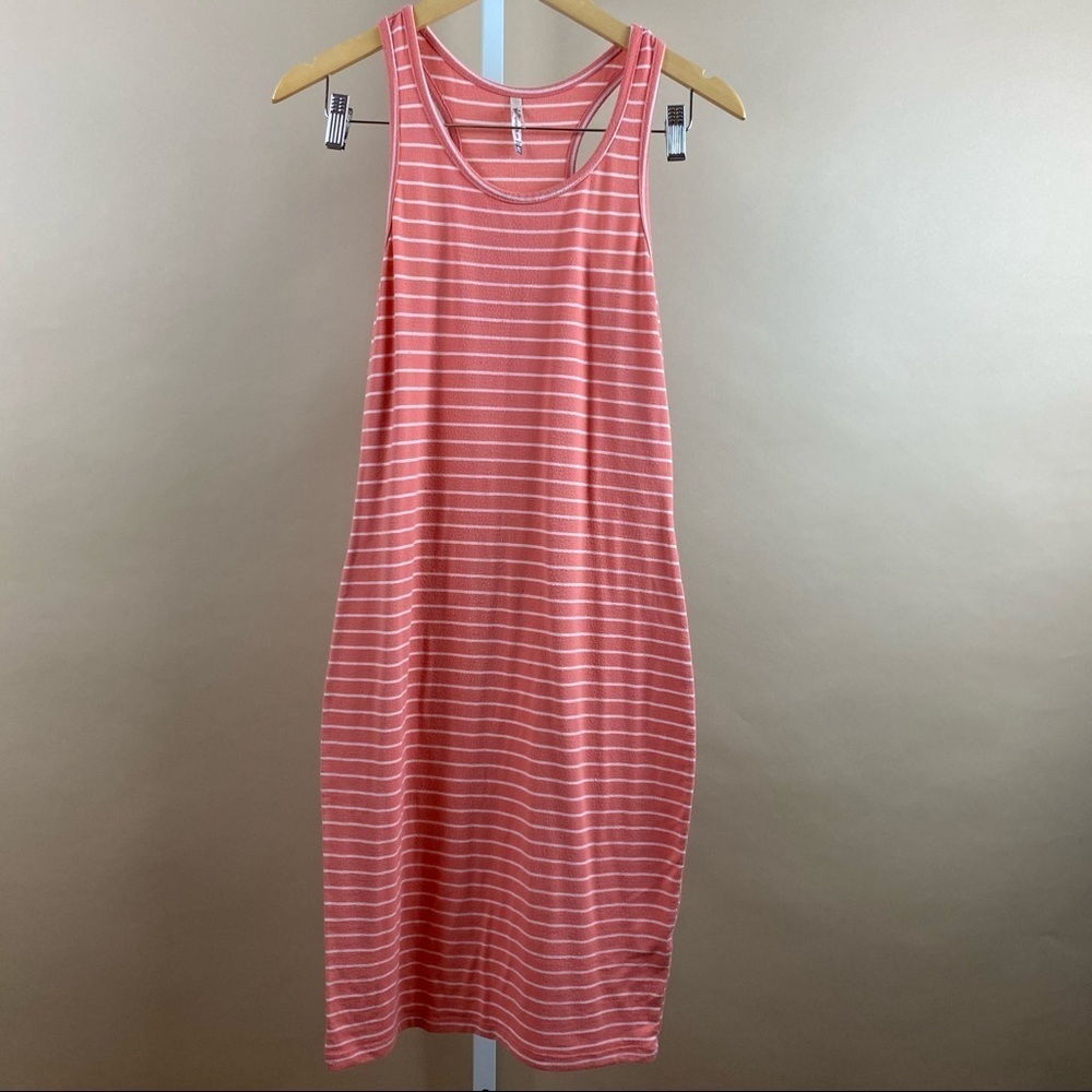 Wallflower Medium Coral Stripe Racerback Midi Nautical Summer Pastel Spring